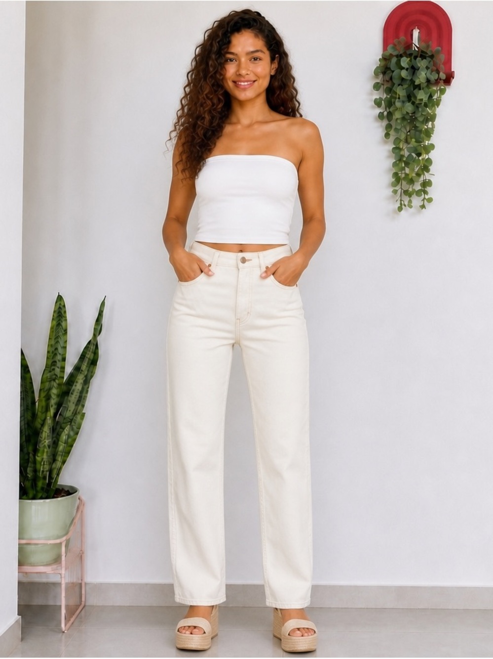 Levi’s Ribcage Straight Ankle Cream Jeans Size 26